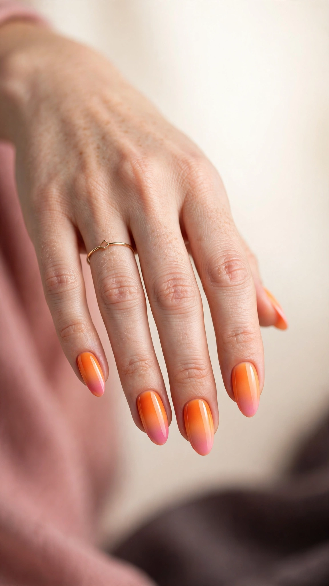 Orange to pink ombre gradient nails like tequila sunrise