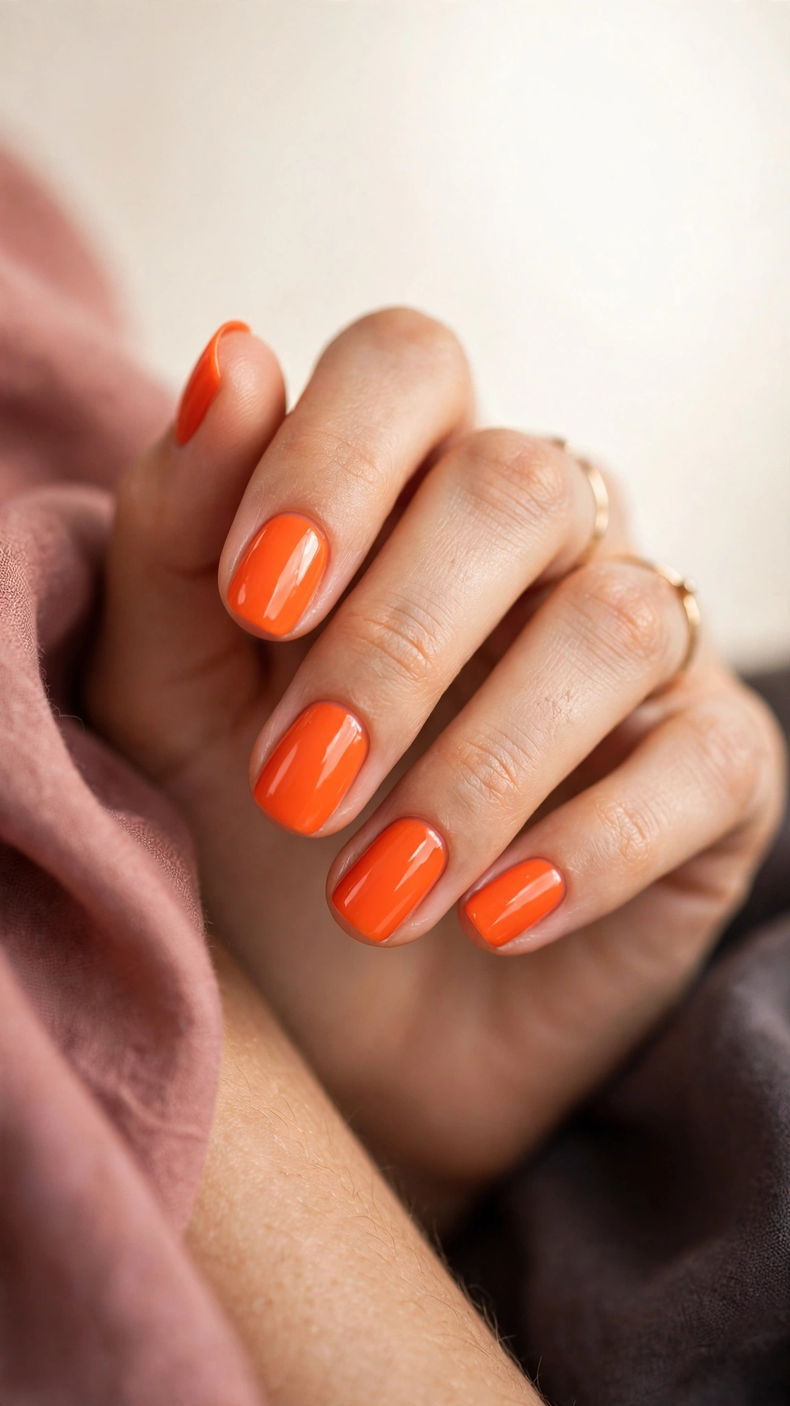 Bright popsicle orange nails with juicy summer shine