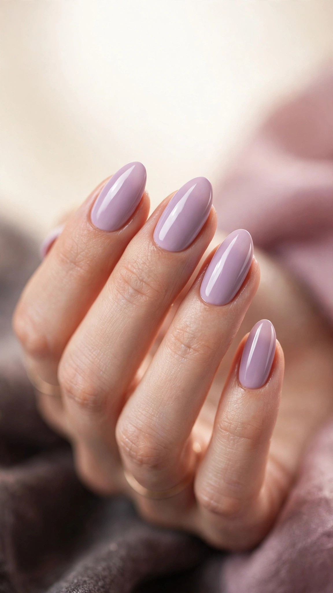 Classic lilac creme purple nails with glossy finish