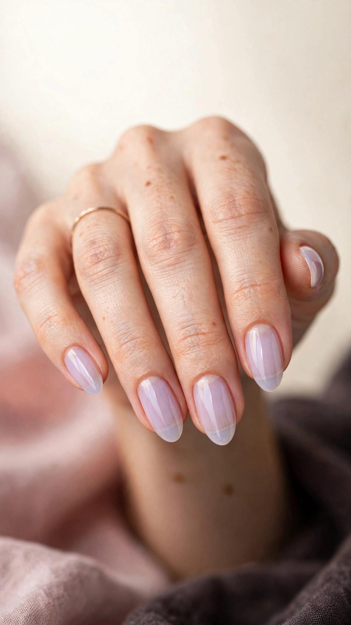 Milky sheer lavender purple nails