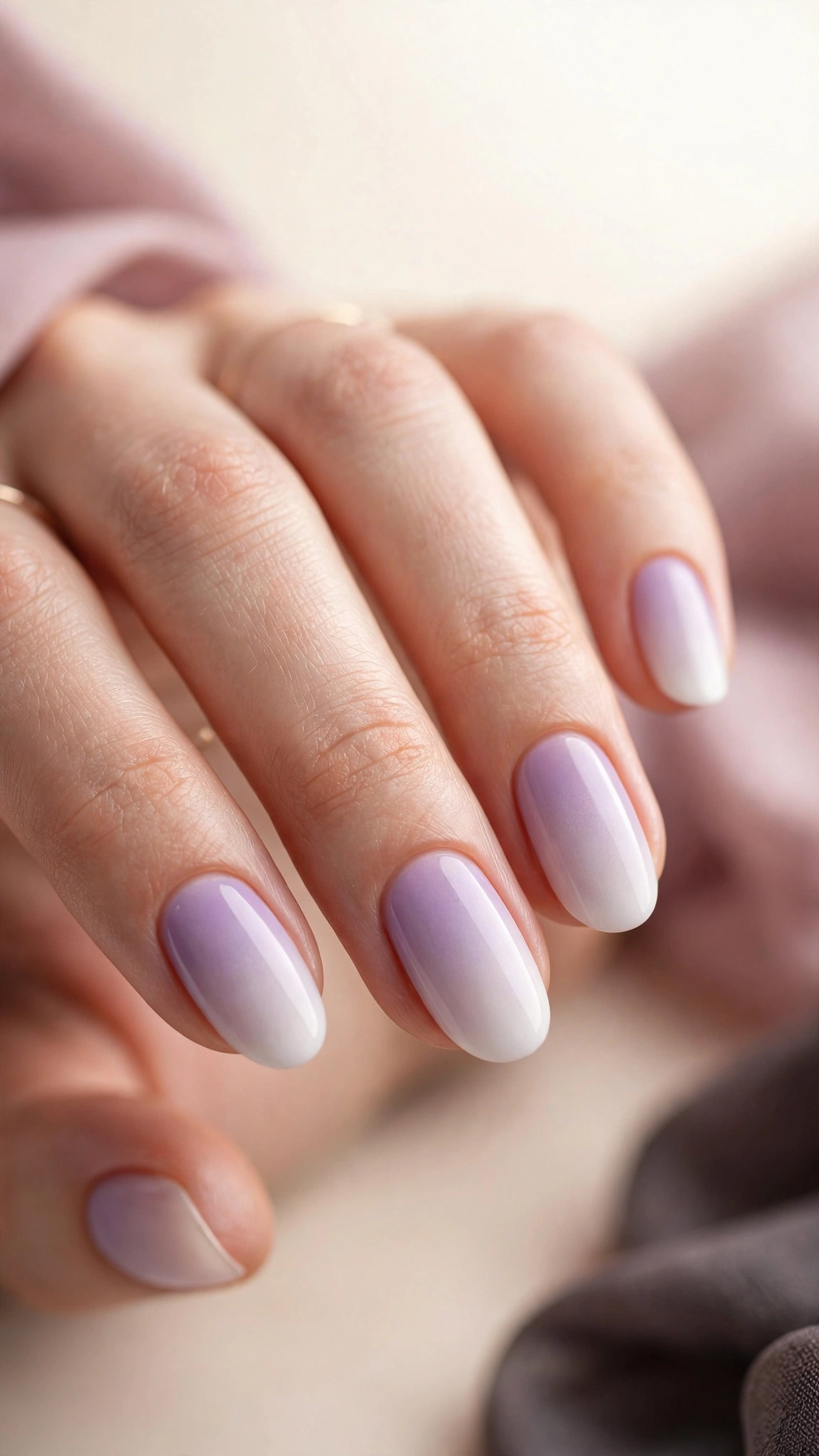 Lilac to white ombre purple nails