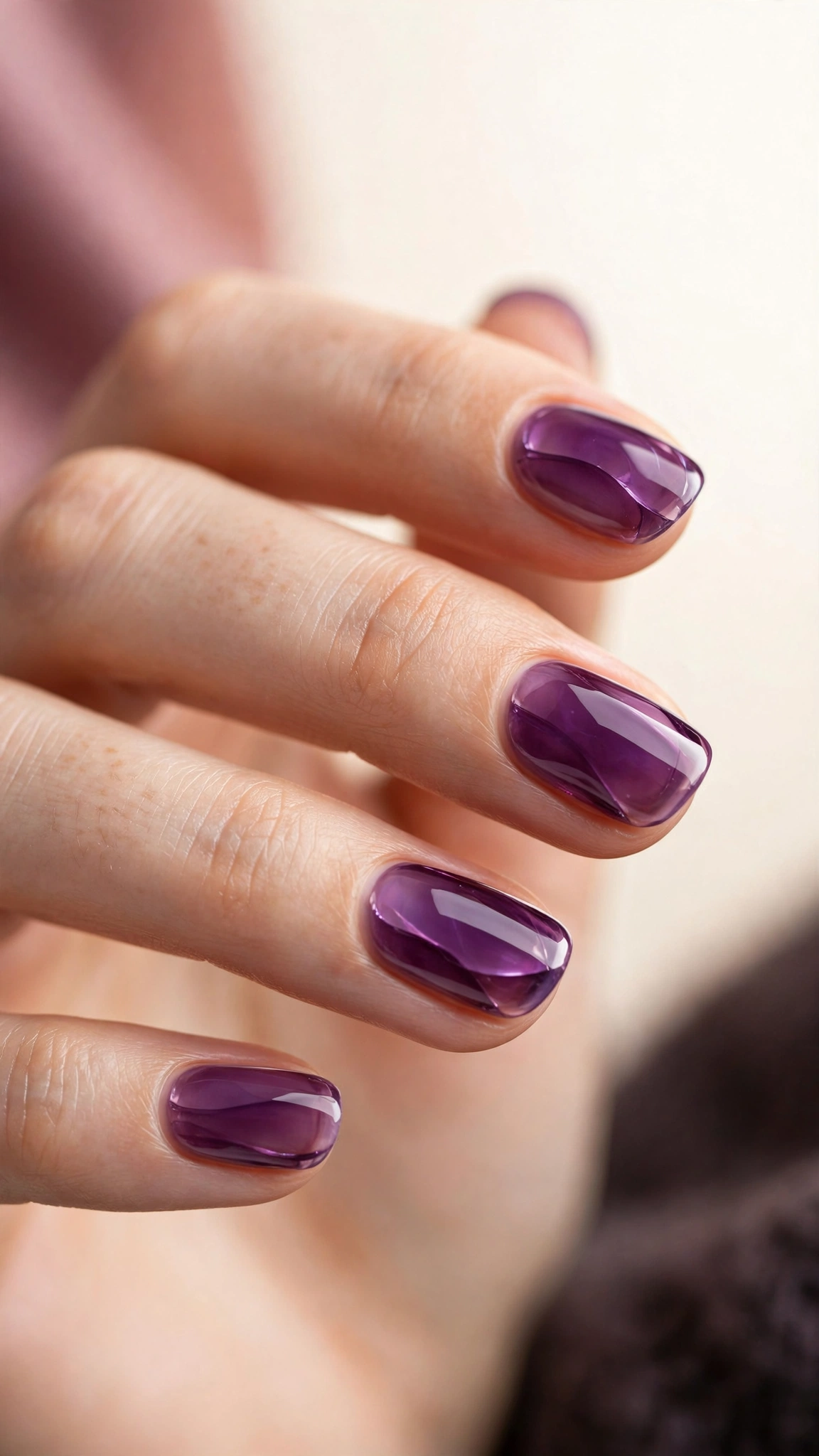 Sheer grape jelly translucent purple nails