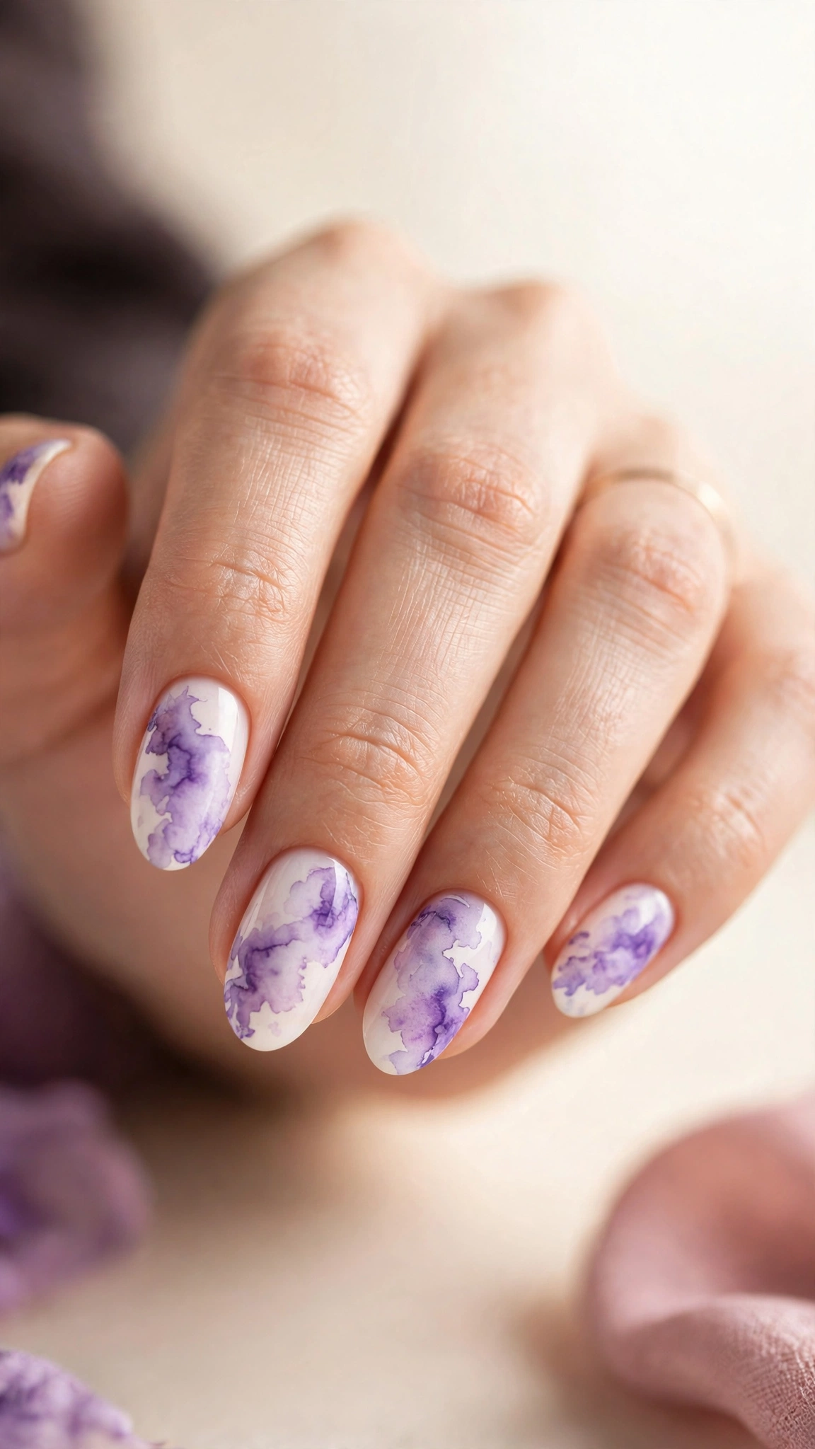 Wisteria watercolor wash purple nails
