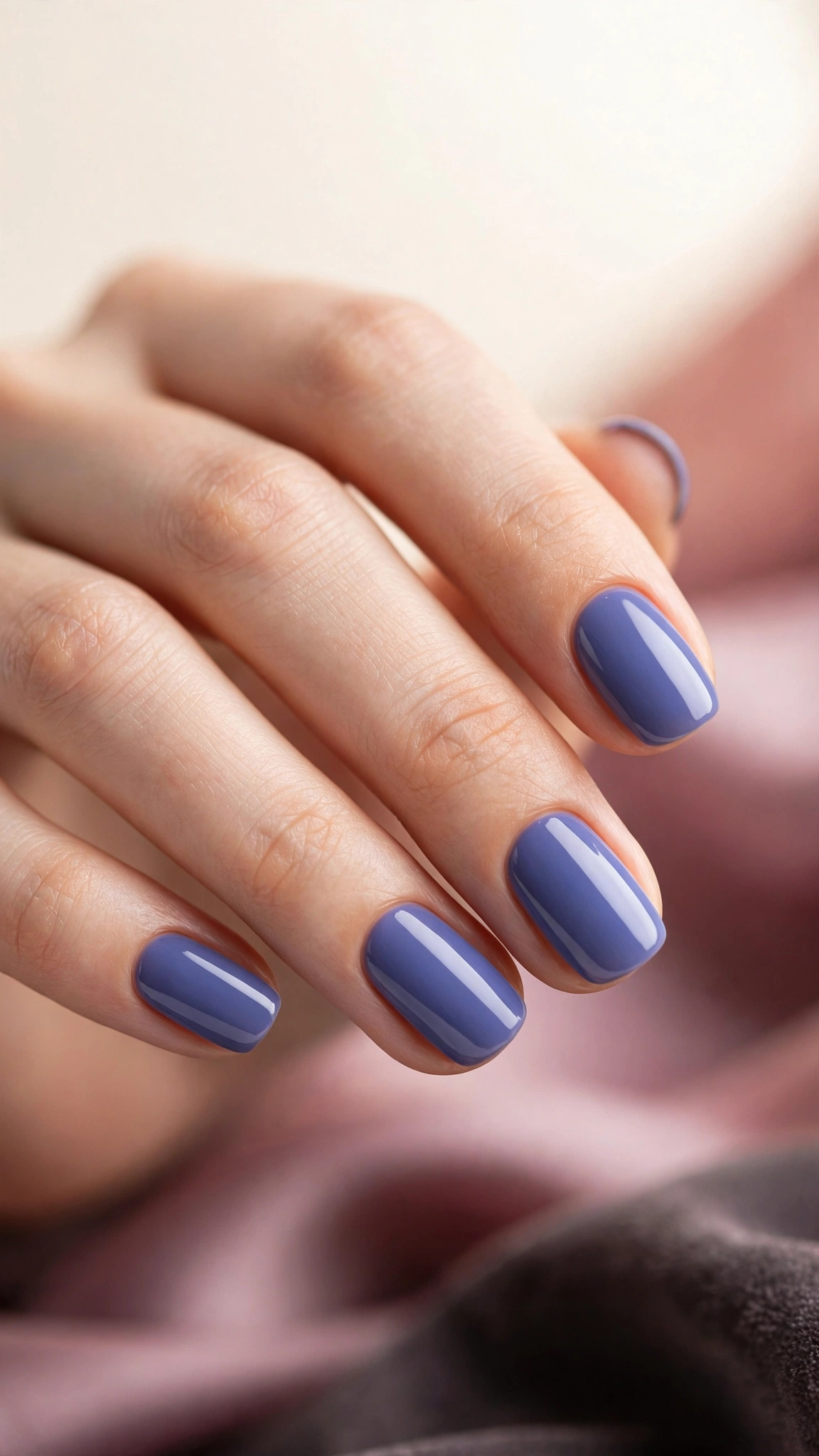 Periwinkle blue-violet glossy purple nails