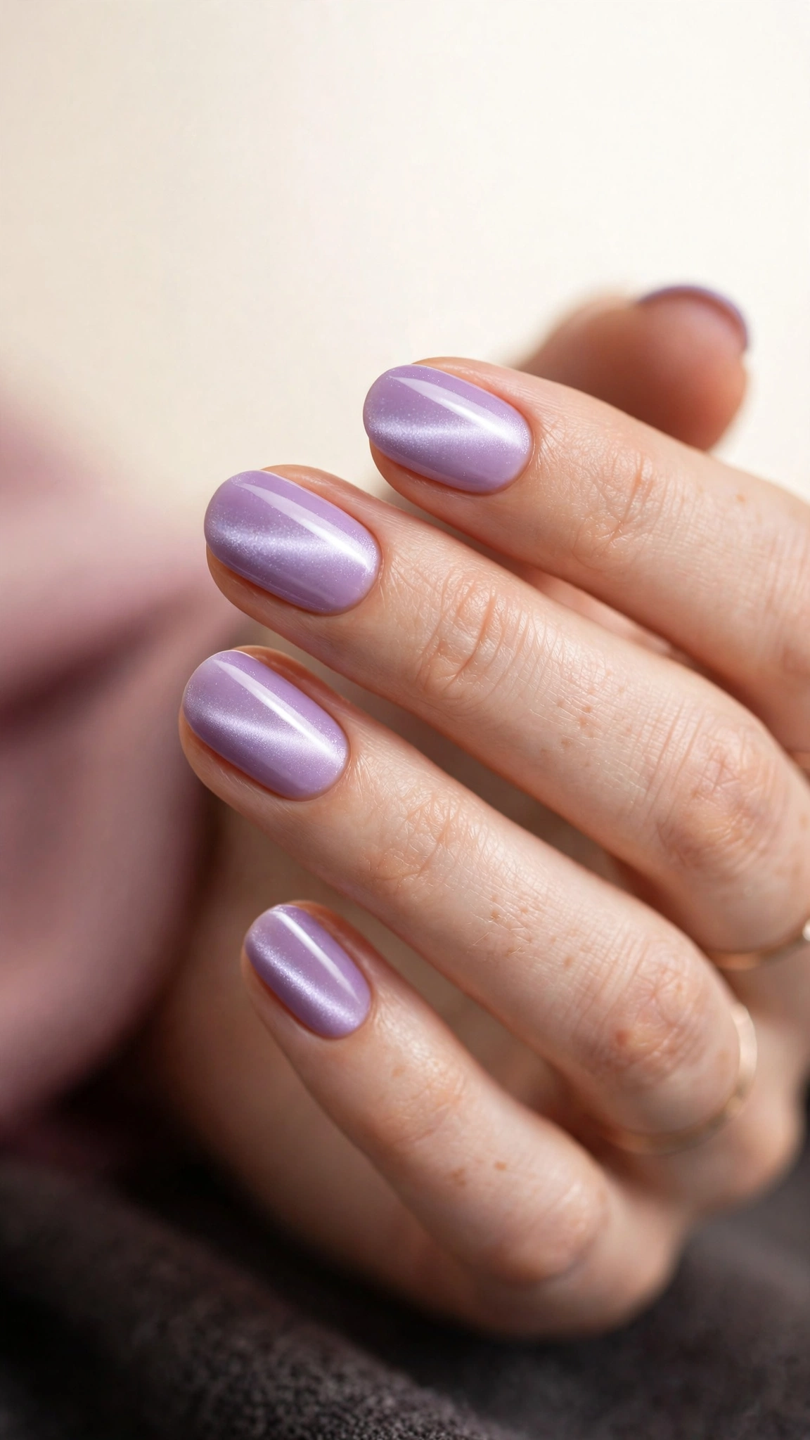 Pastel purple magnetic cat-eye nails