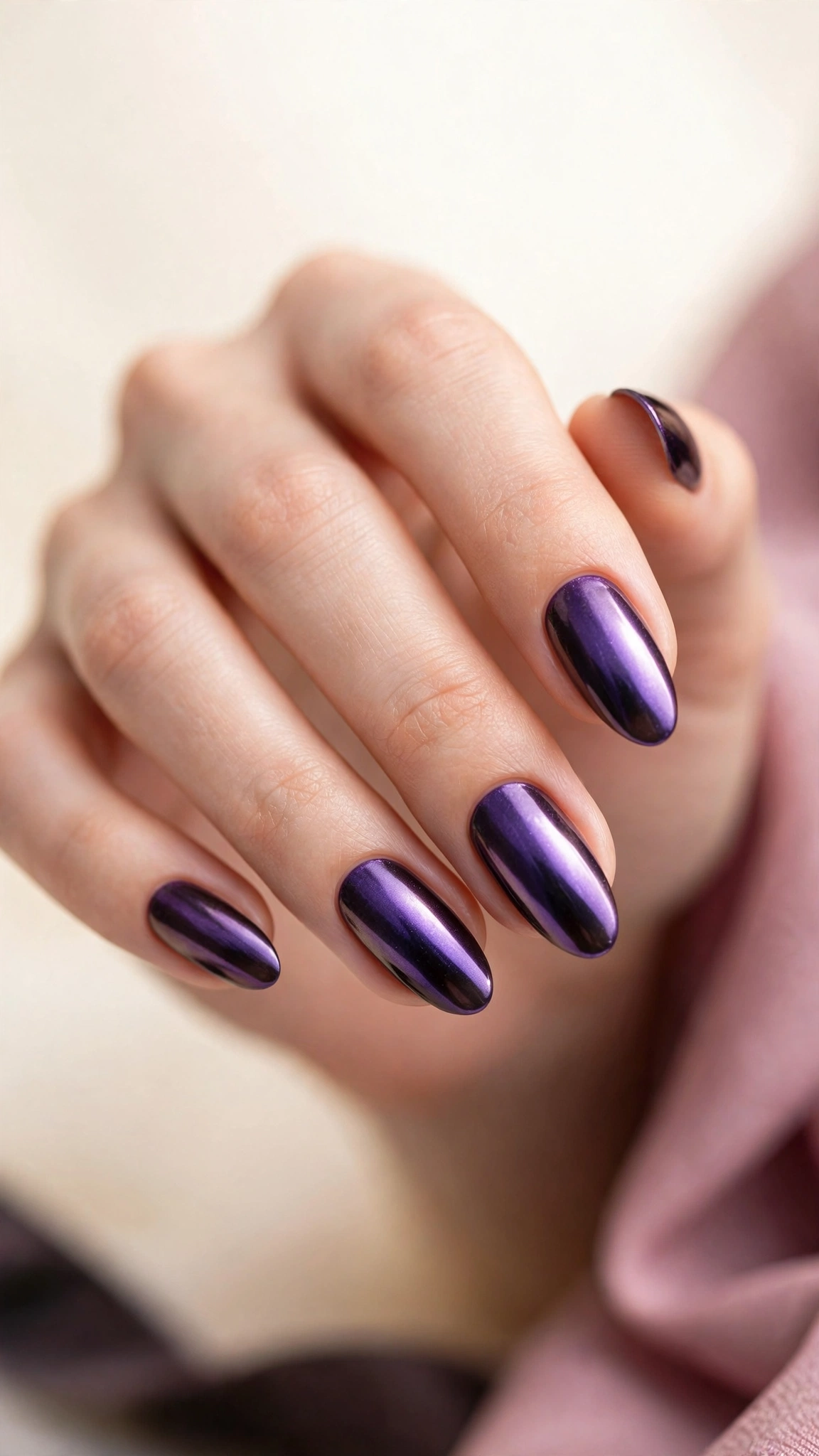 Violet chrome mirror purple nails