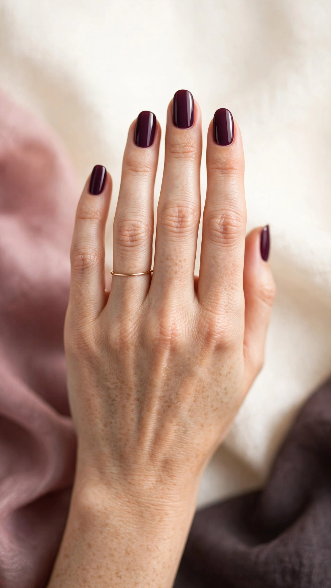Classic deep plum creme purple nails