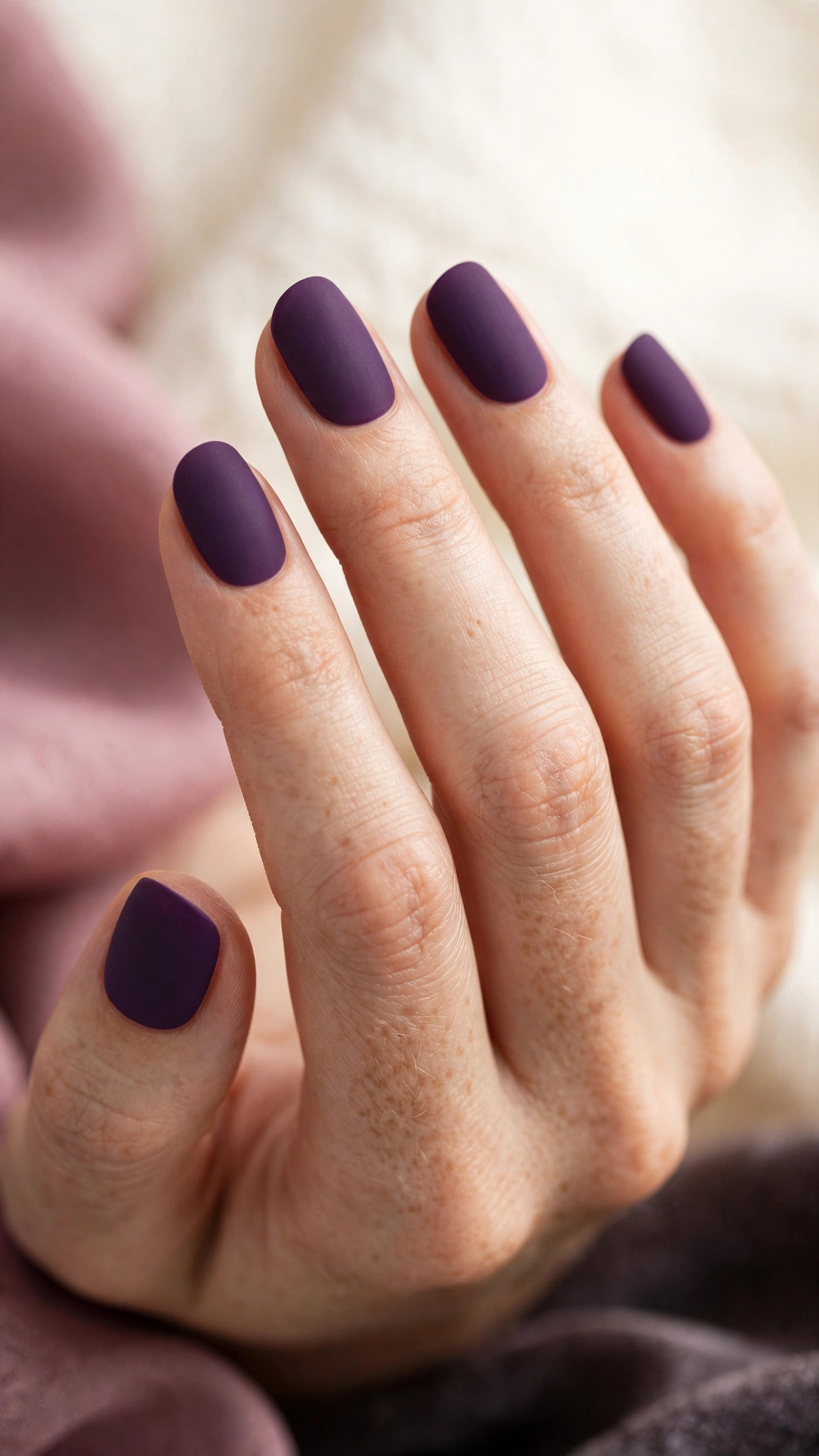 Matte eggplant deep purple nails