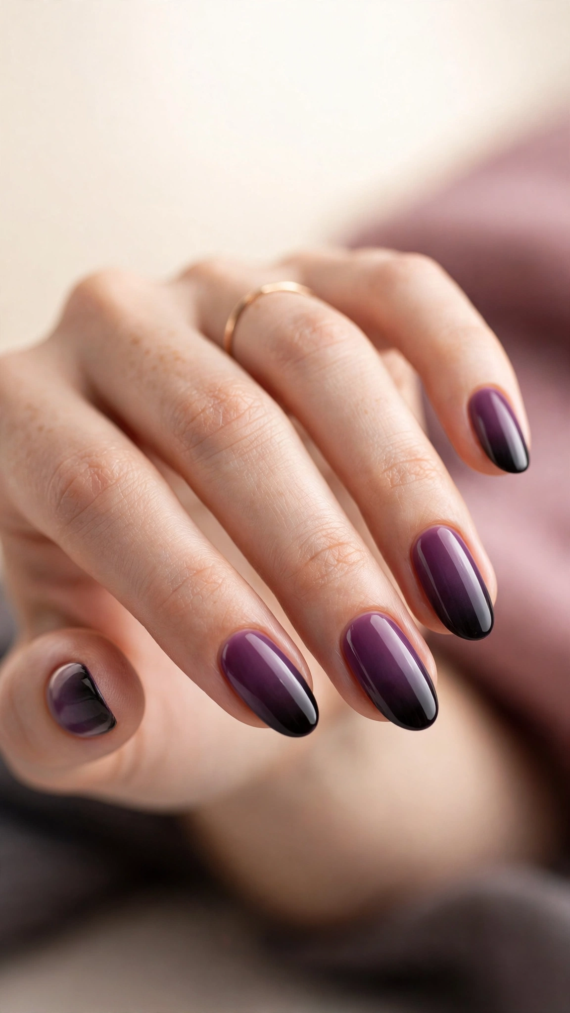 Plum to black ombre dark purple nails