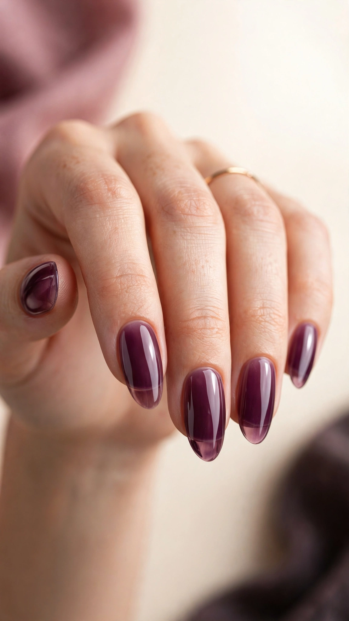 Wine-stained plum jelly translucent purple nails