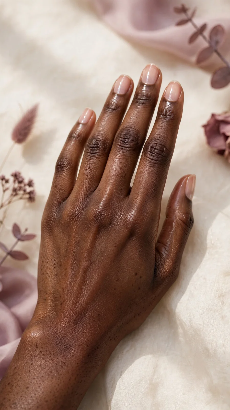 Simple clear glossy nail designs on natural short nails