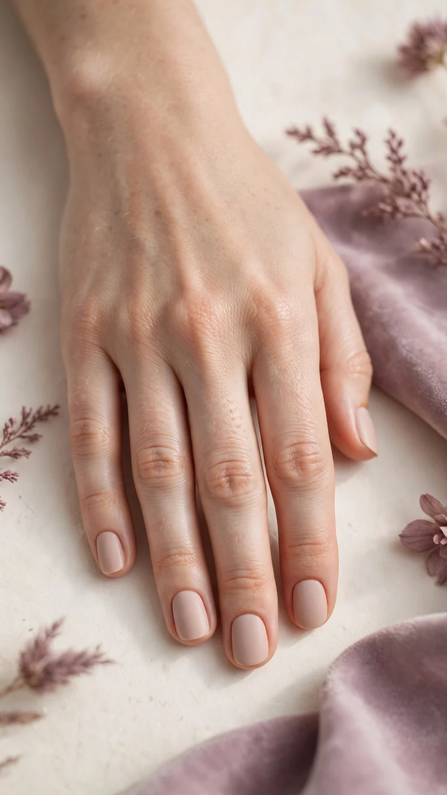 Simple matte nude nail designs for short nails