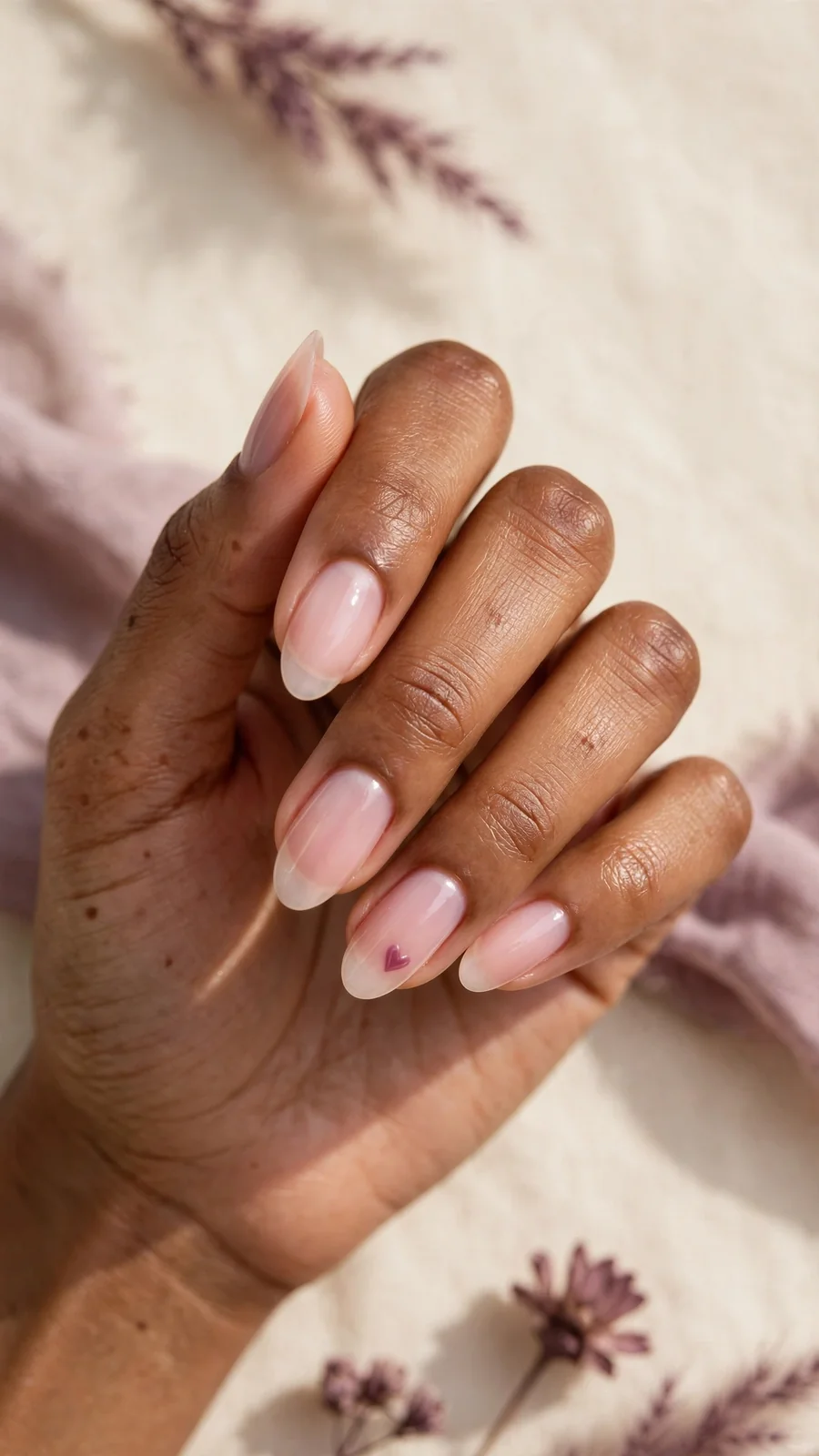 Simple nail designs with a tiny heart accent