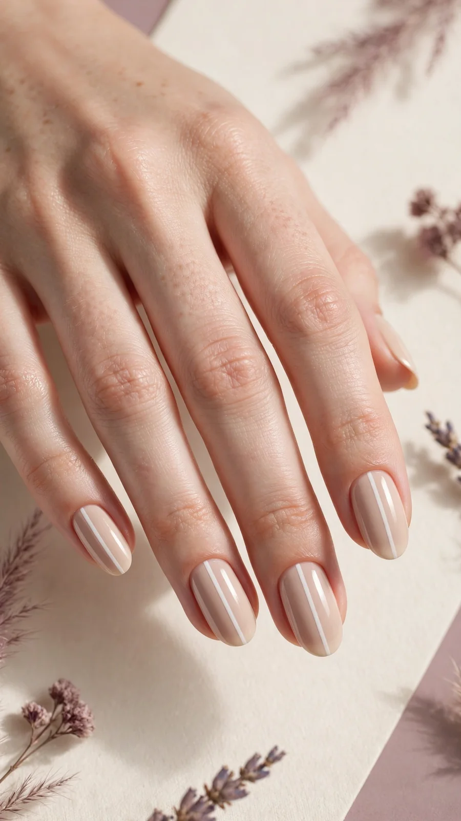 Simple striped nail designs, one minimalist vertical stripe