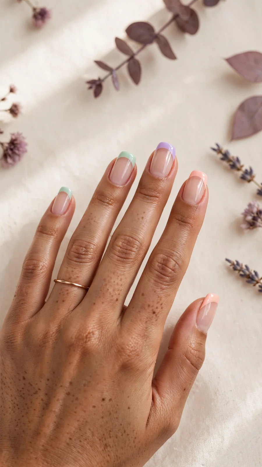 Simple pastel tip nail designs for the weekend