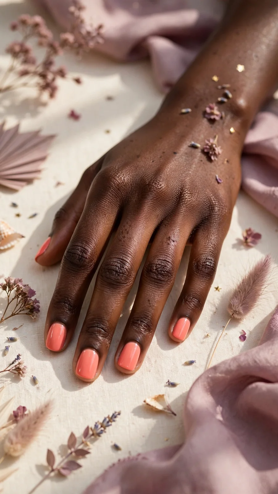 Simple coral nail designs for vacation, bright and easy