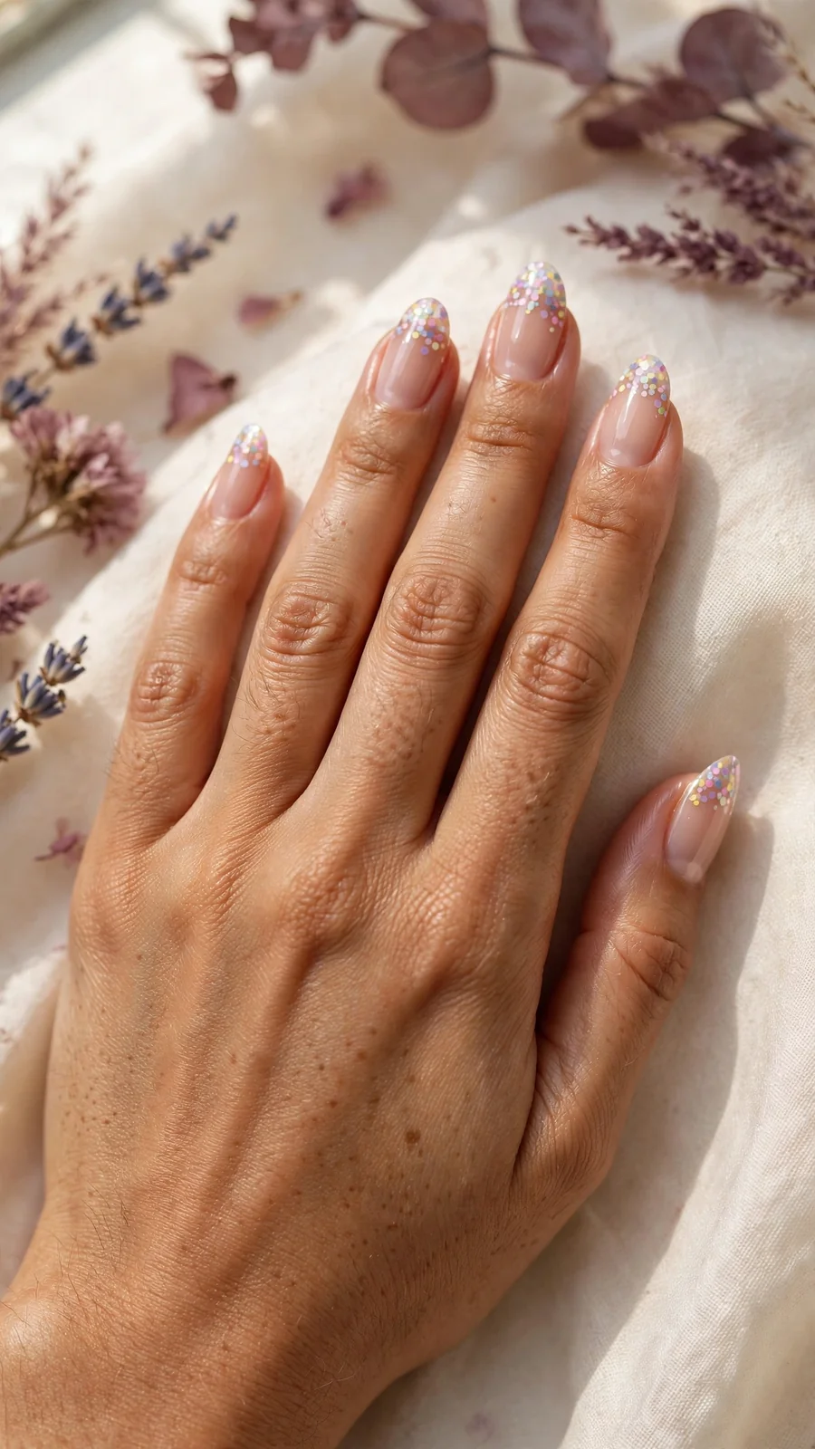 Simple confetti tip nail designs for birthdays