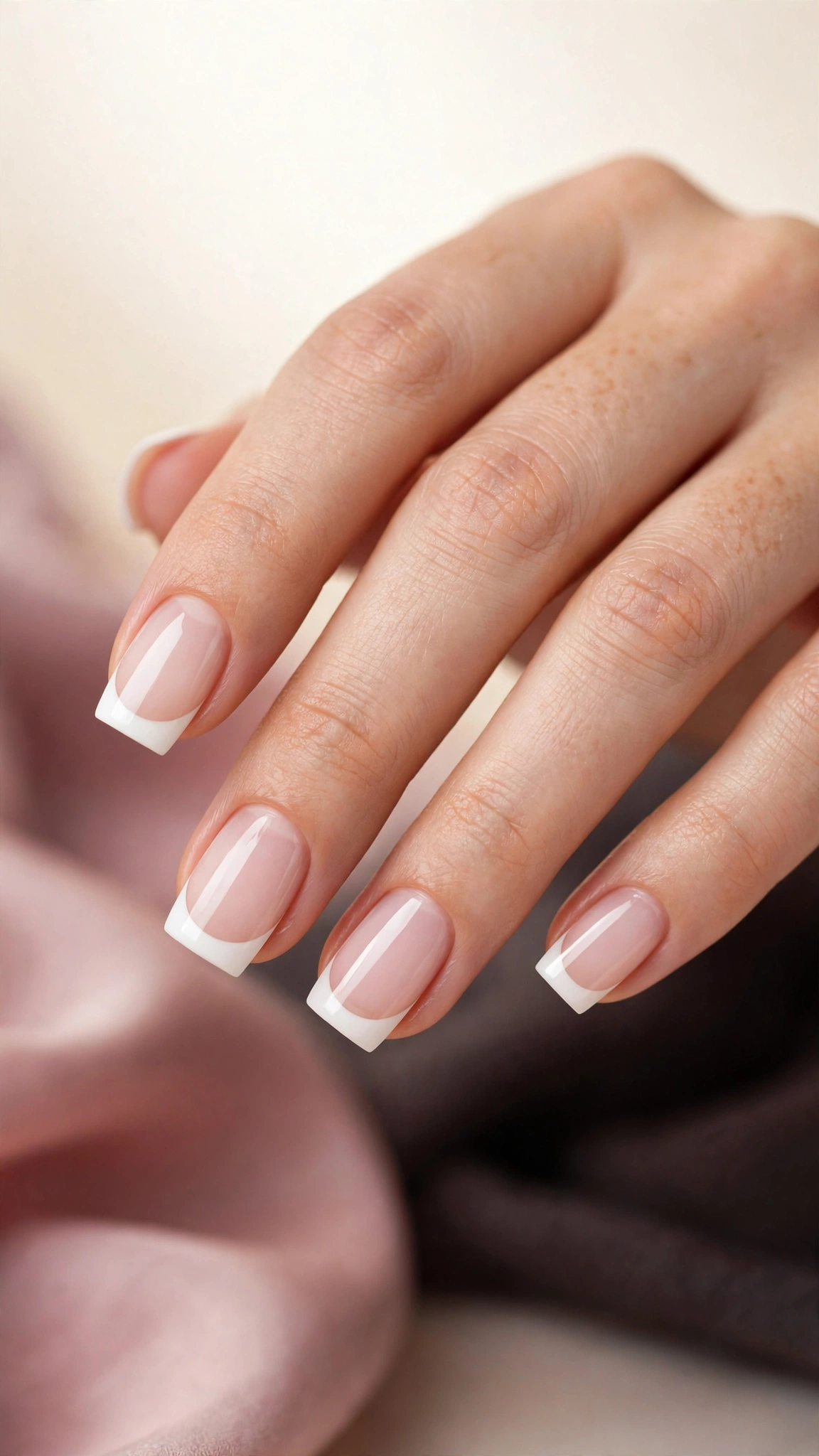 Classic white French tips on square nails