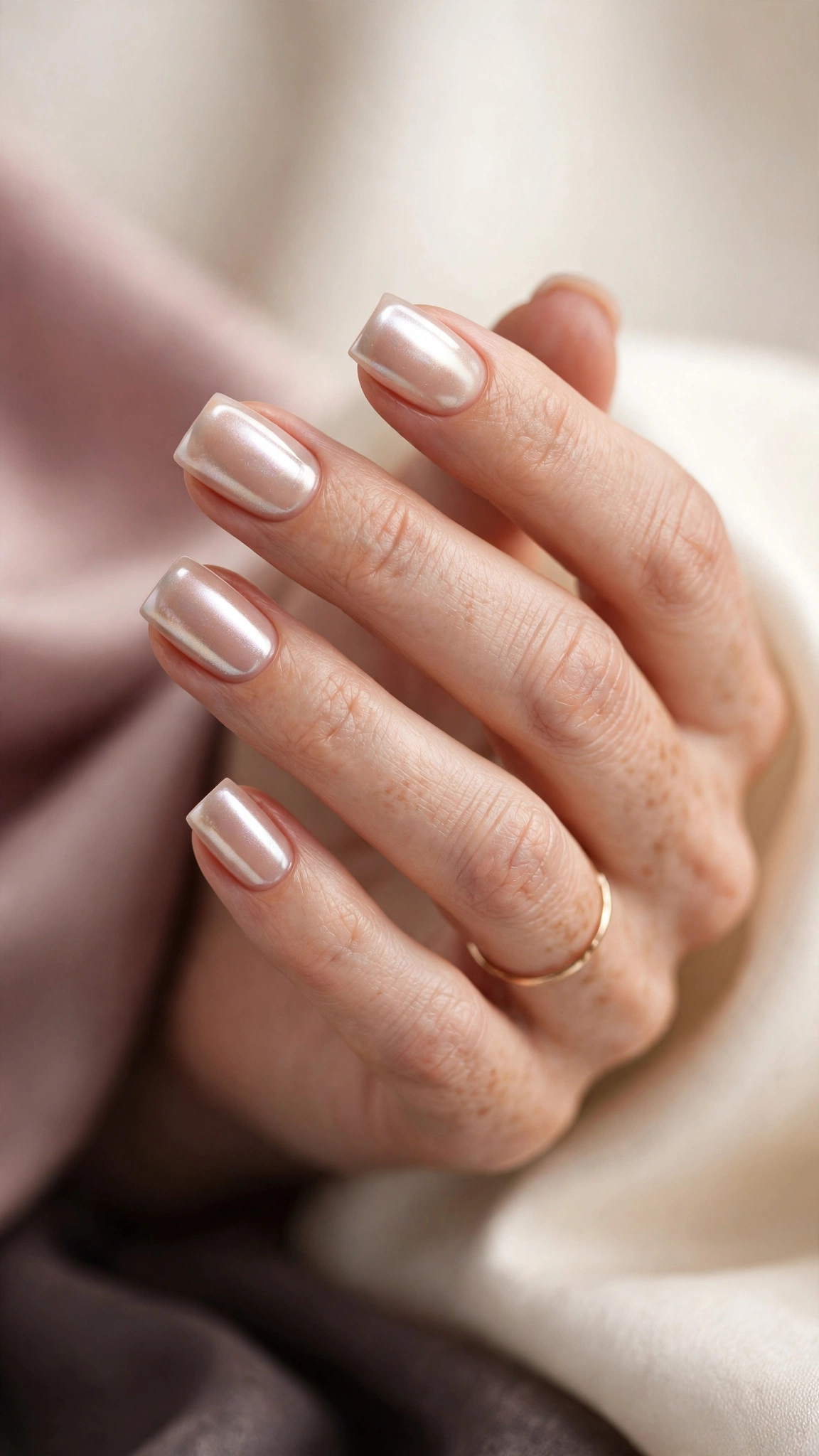 Glazed donut chrome on square nails