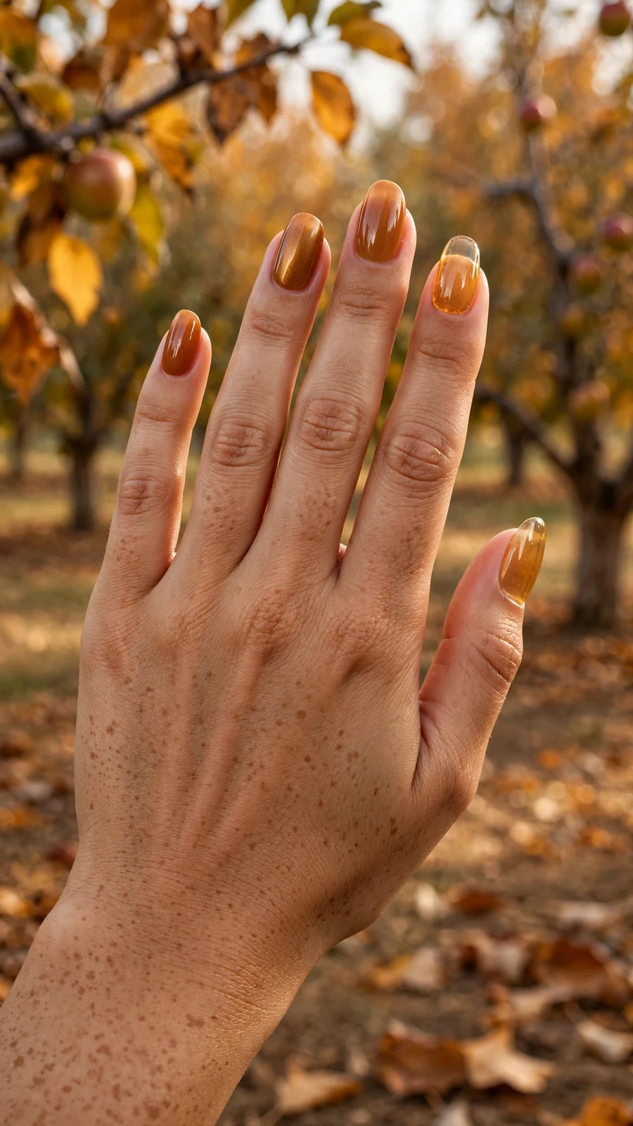 Thanksgiving nail designs with apple cider glaze amber nails
