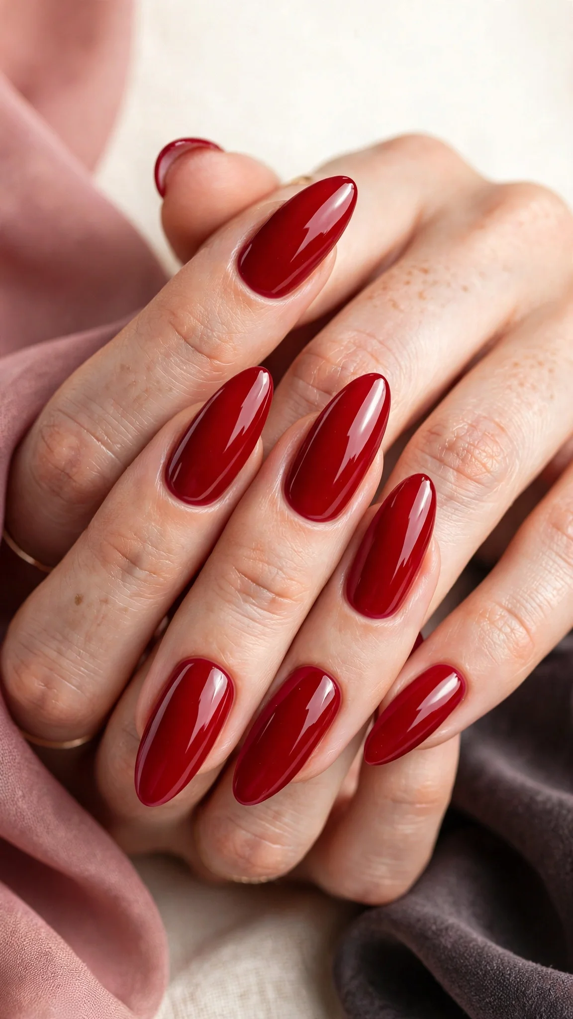 U&ntilde;as acr&iacute;licas rojo intenso brillante en forma almendra