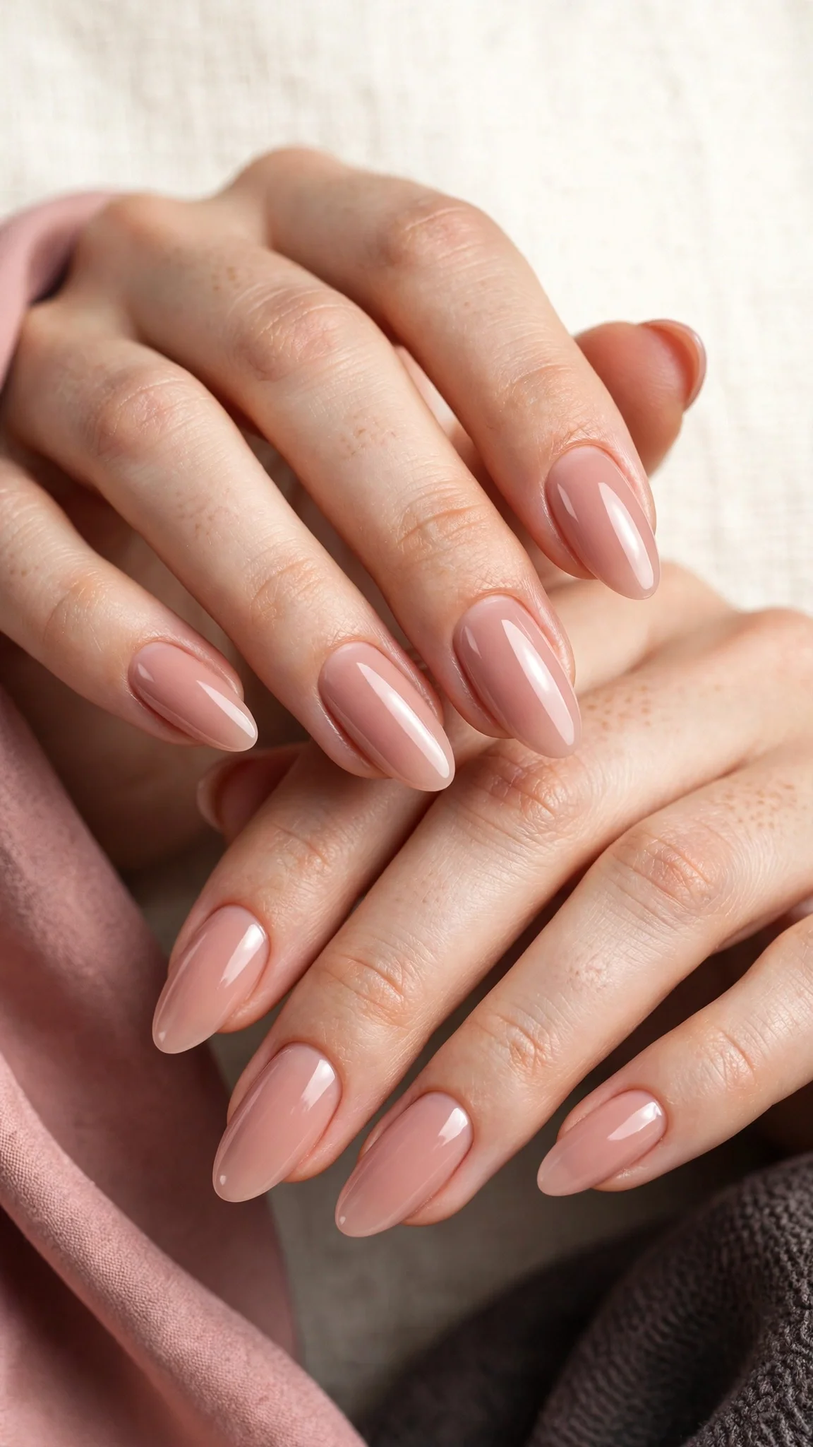 U&ntilde;as acr&iacute;licas nude rosado elegante