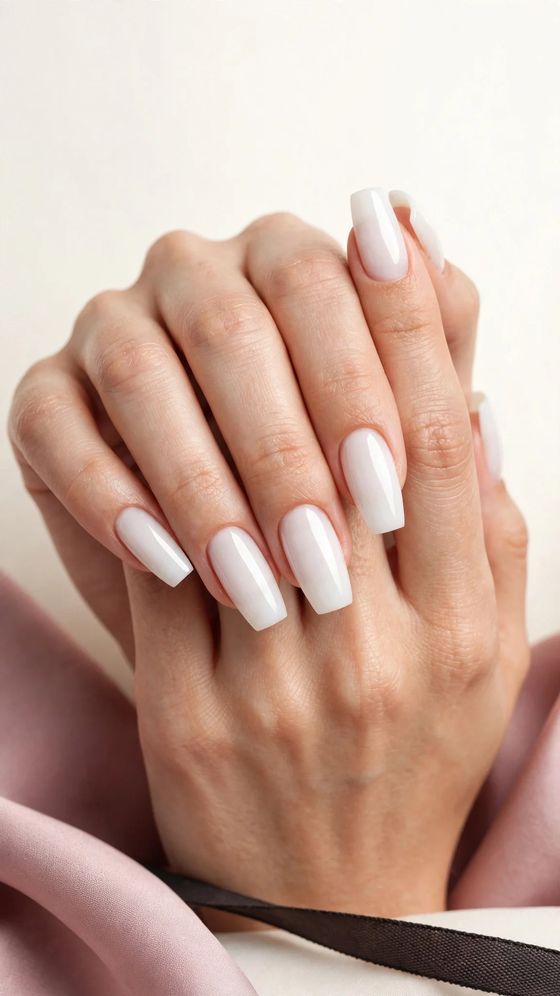 U&ntilde;as acr&iacute;licas blanco leche minimalistas