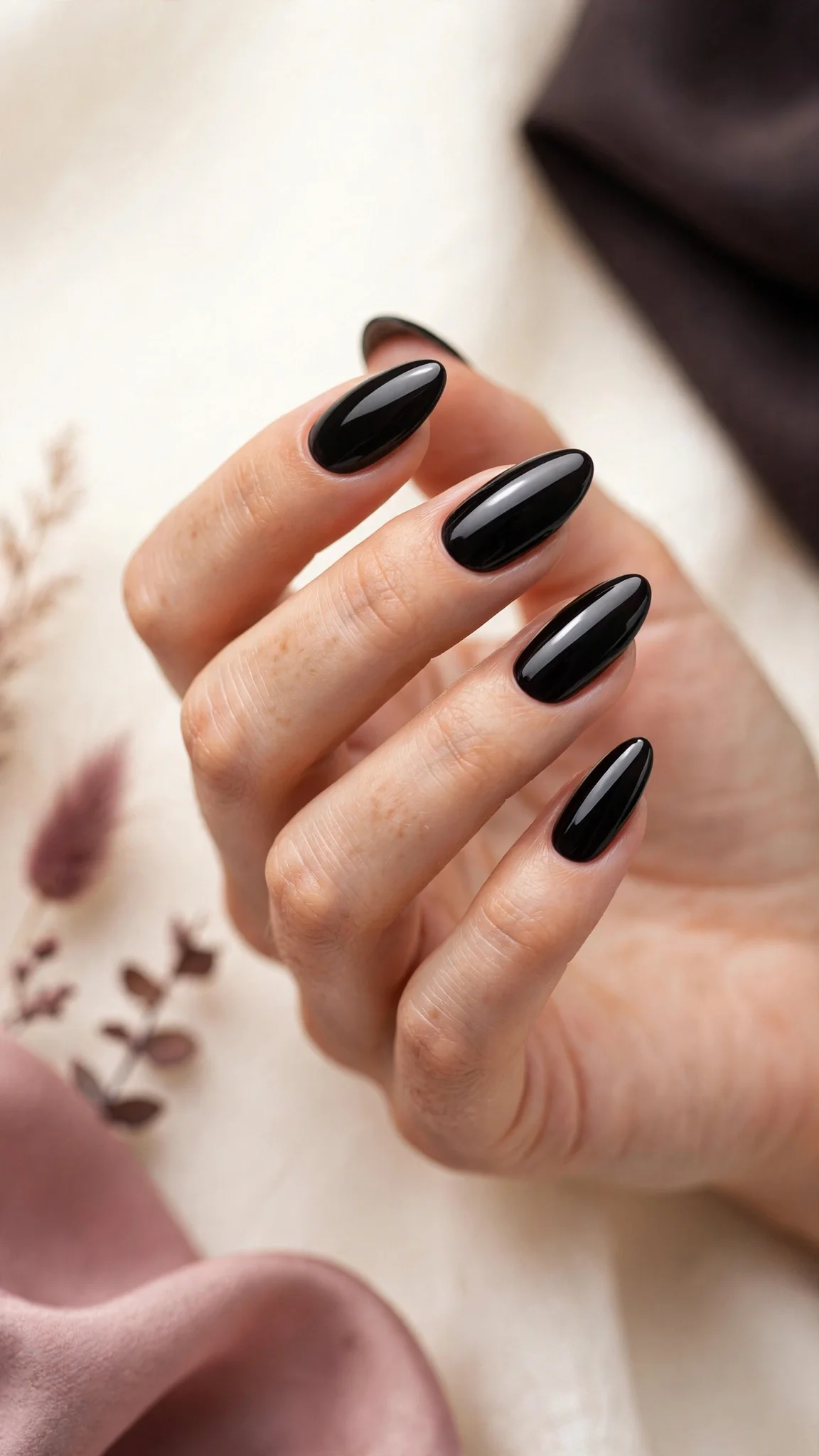 U&ntilde;as acr&iacute;licas negras elegantes brillantes