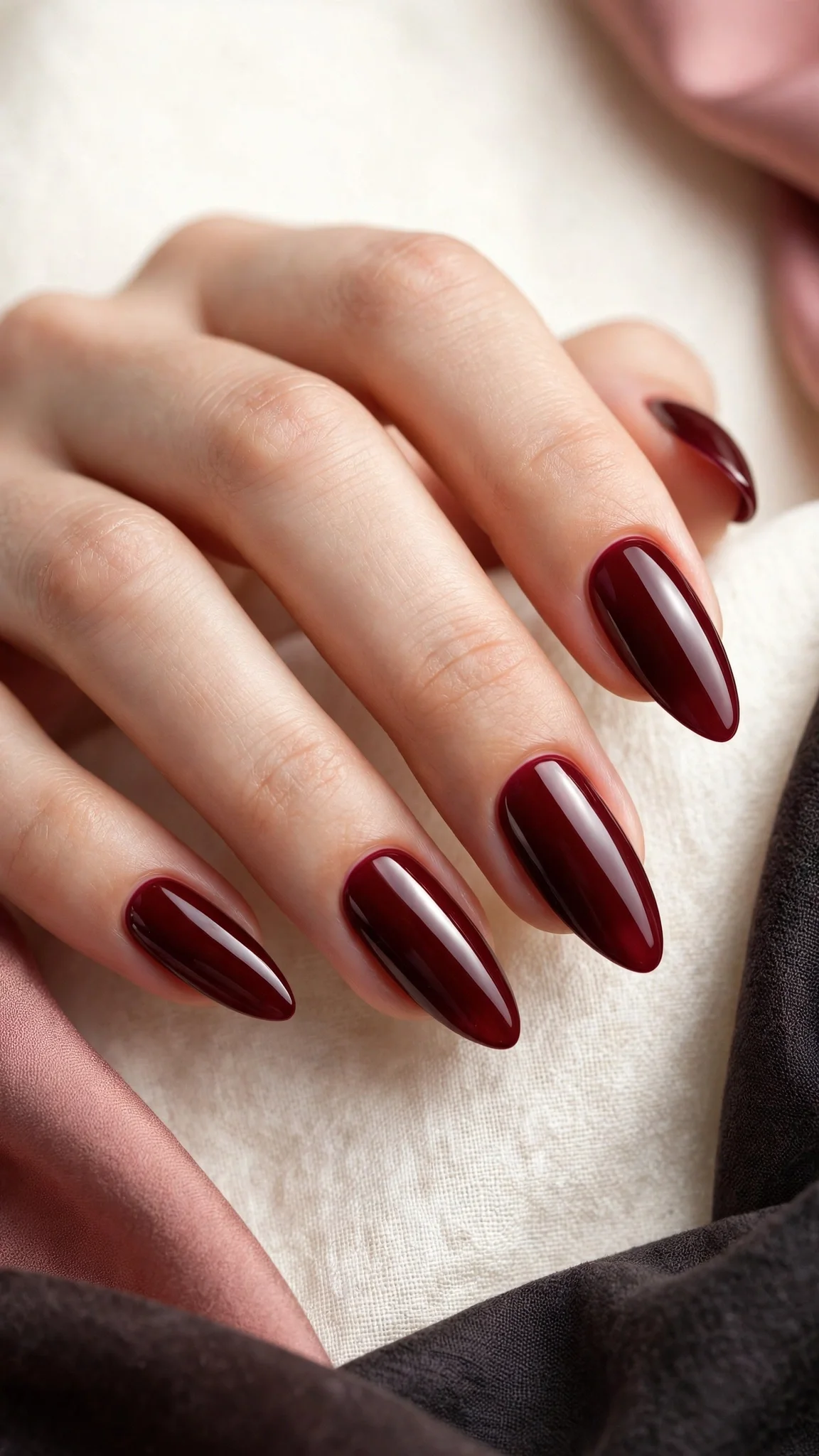 U&ntilde;as acr&iacute;licas color burdeos vino tinto