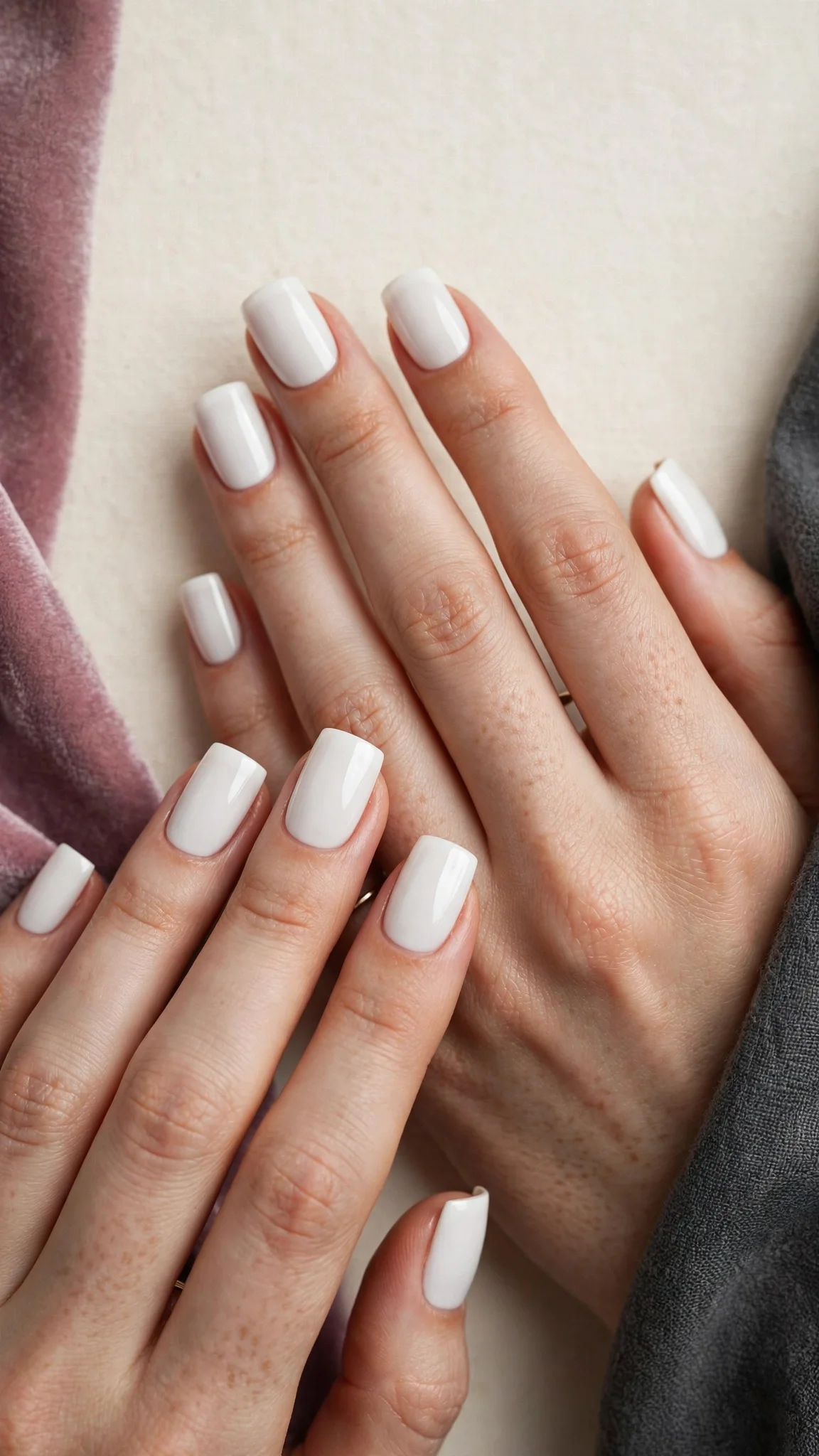 U&ntilde;as acr&iacute;licas cuadradas blancas cl&aacute;sicas