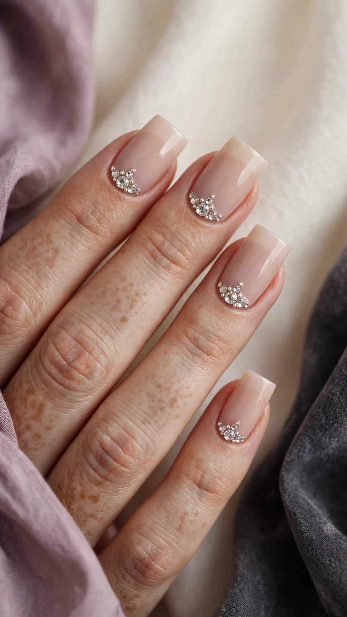U&ntilde;as acr&iacute;licas cuadradas con pedrer&iacute;a de cristales