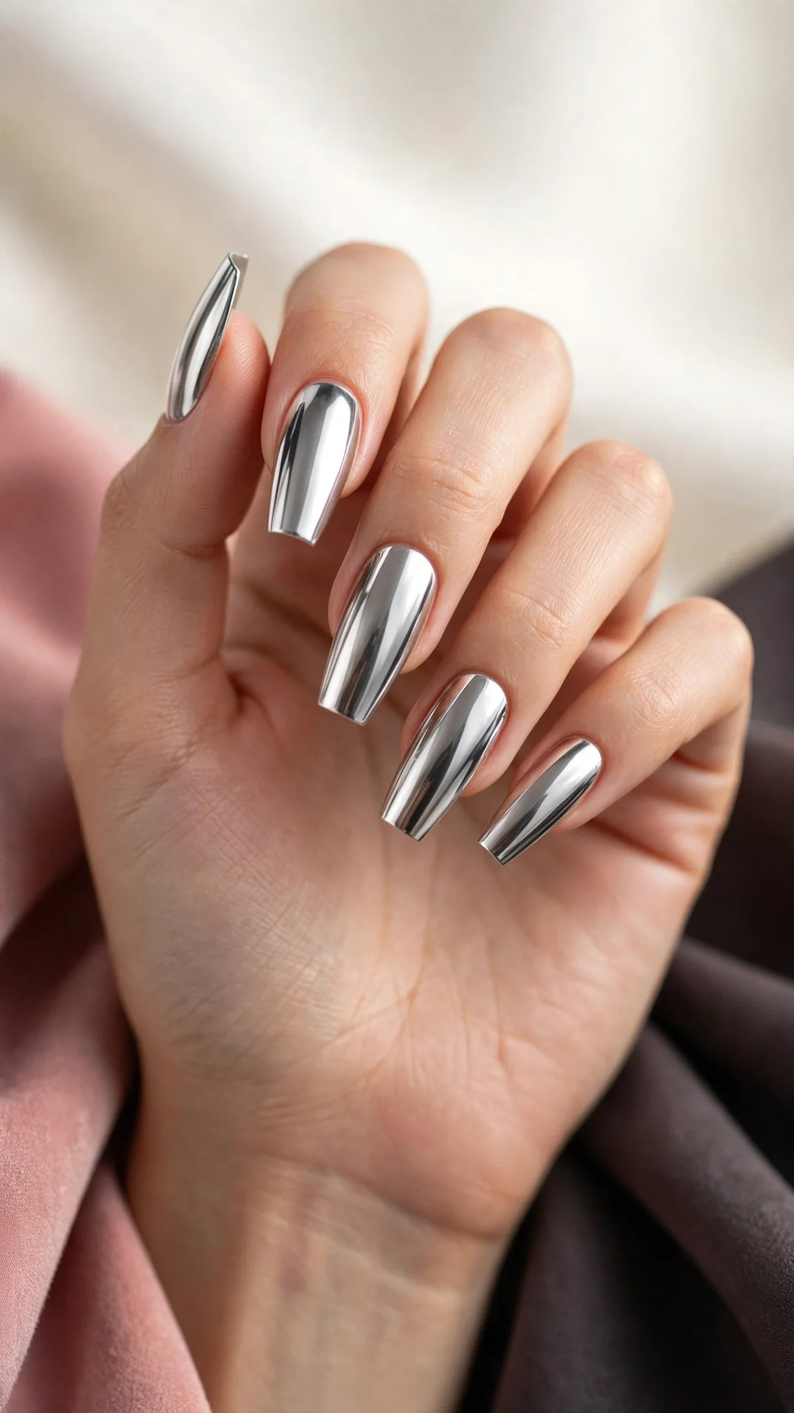 U&ntilde;as acr&iacute;licas cromadas plateadas efecto espejo