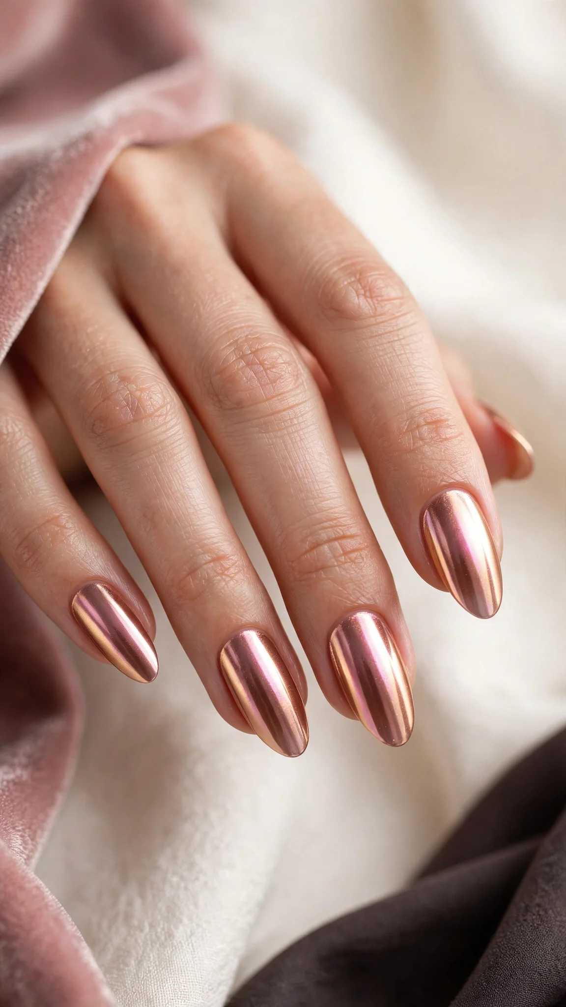U&ntilde;as acr&iacute;licas cromadas en rosa dorado