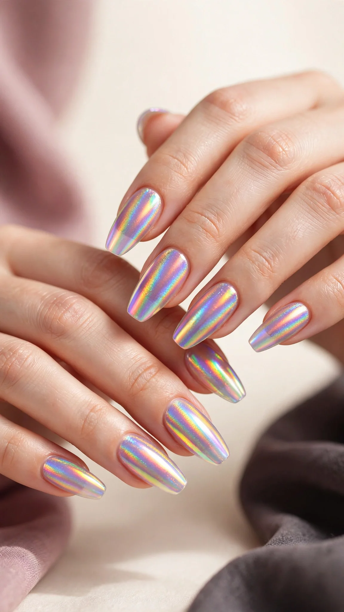 U&ntilde;as acr&iacute;licas hologr&aacute;ficas iridiscentes