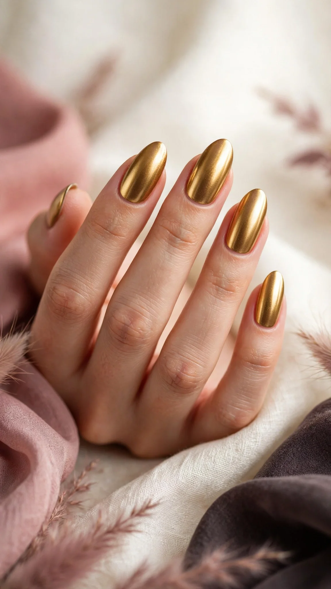 U&ntilde;as acr&iacute;licas doradas met&aacute;licas