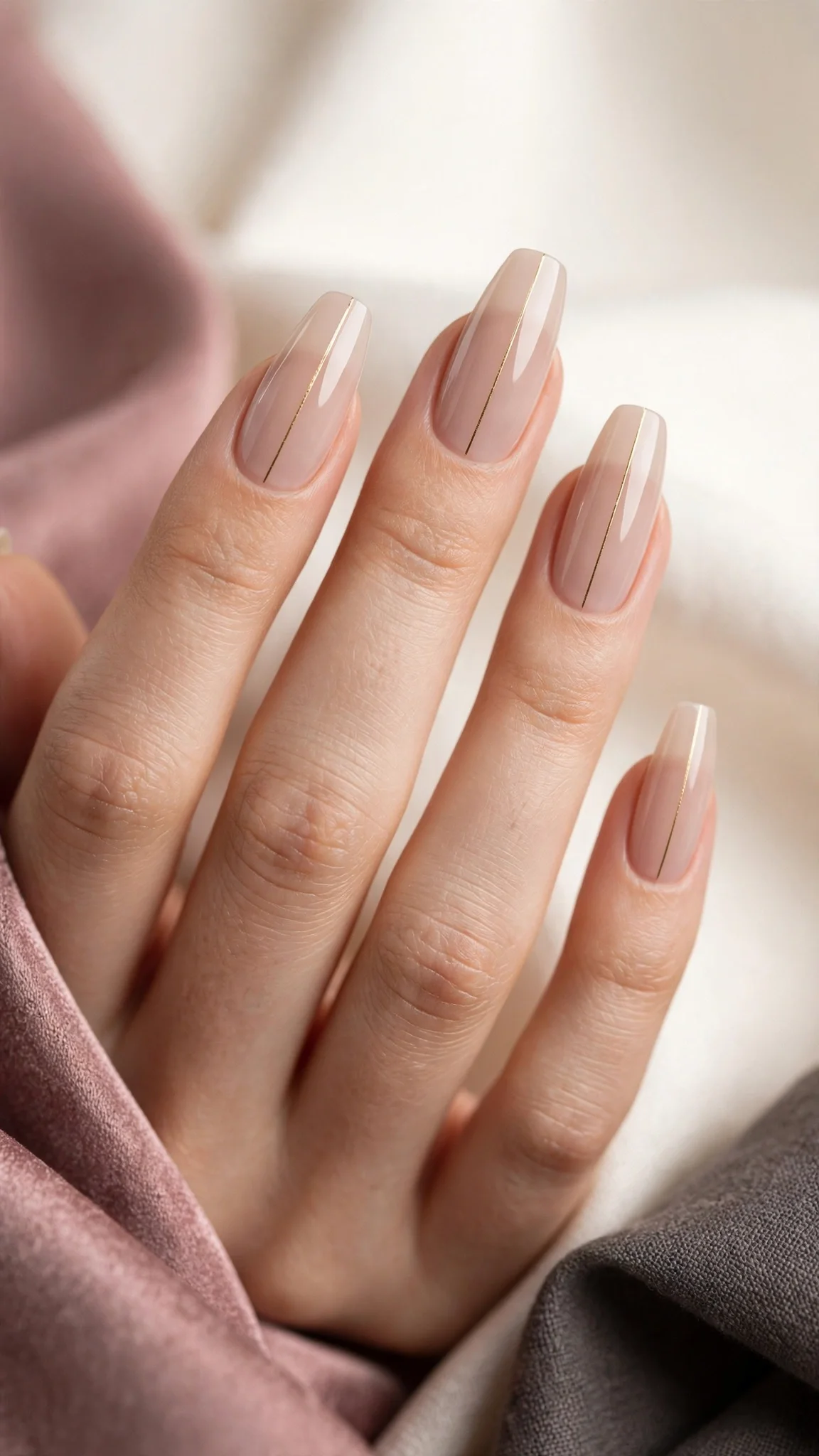 U&ntilde;as acr&iacute;licas minimalistas con l&iacute;nea dorada fina