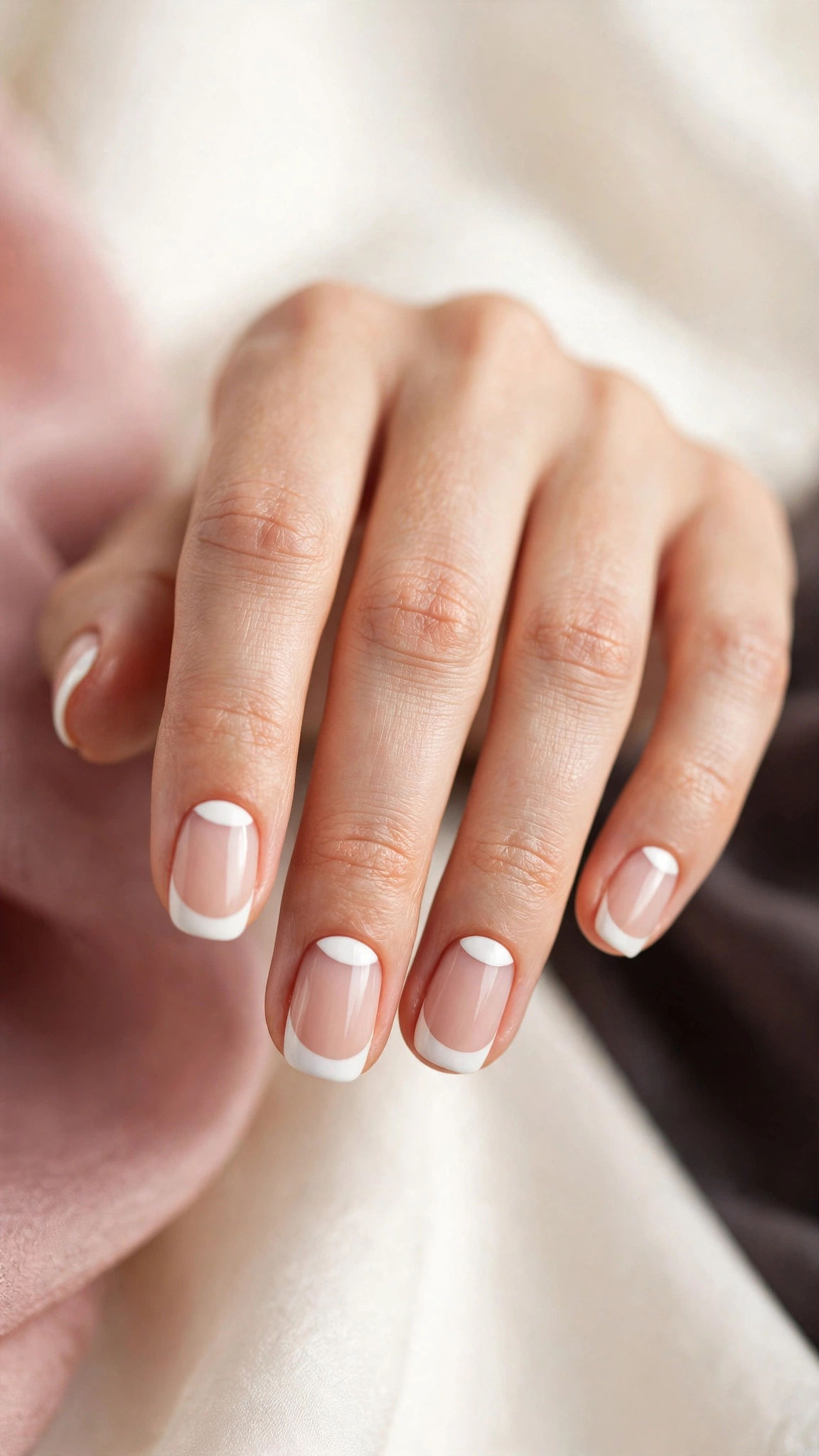 Reverse white French manicure with cuticle half-moon
